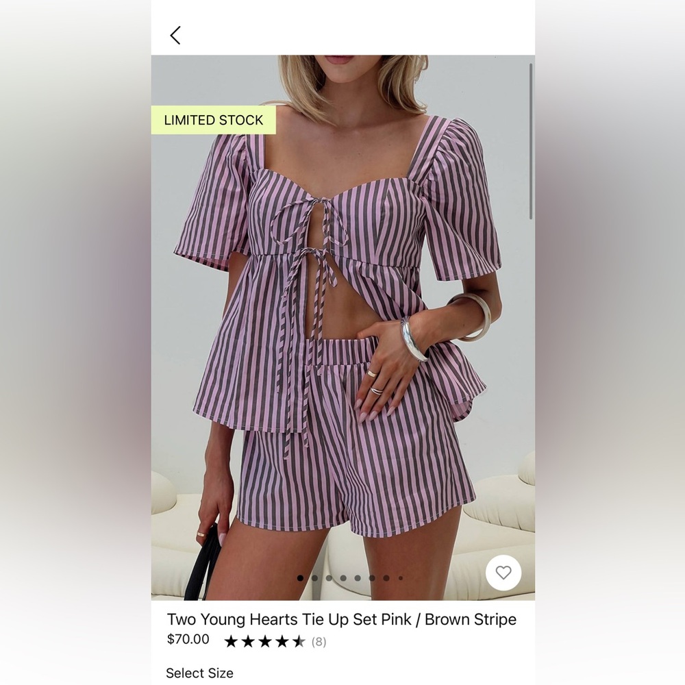 Pink and Brown Striped Two-Piece Set